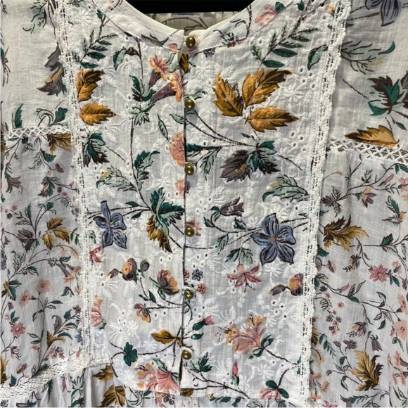 Anthropologie Romantic Floral Lace Trim Blouse XL - Picture 4 of 8